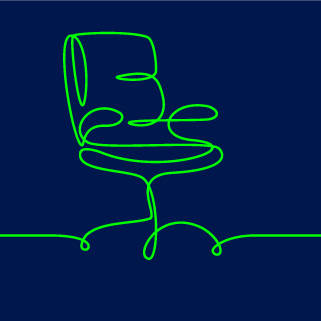 line drawing of empty office chair